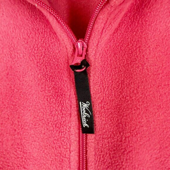 WOOLRICH Fleece Vest Women M Soft Ruby Pink Full Zip Embroidered Logo WARM Layer - Picture 2 of 8